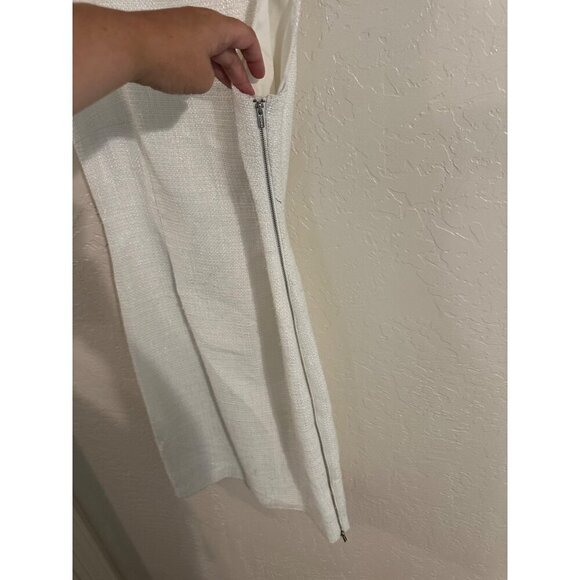 Calvin Klein Tweed Style Zip Side White Mini Dress - Picture 11 of 12
